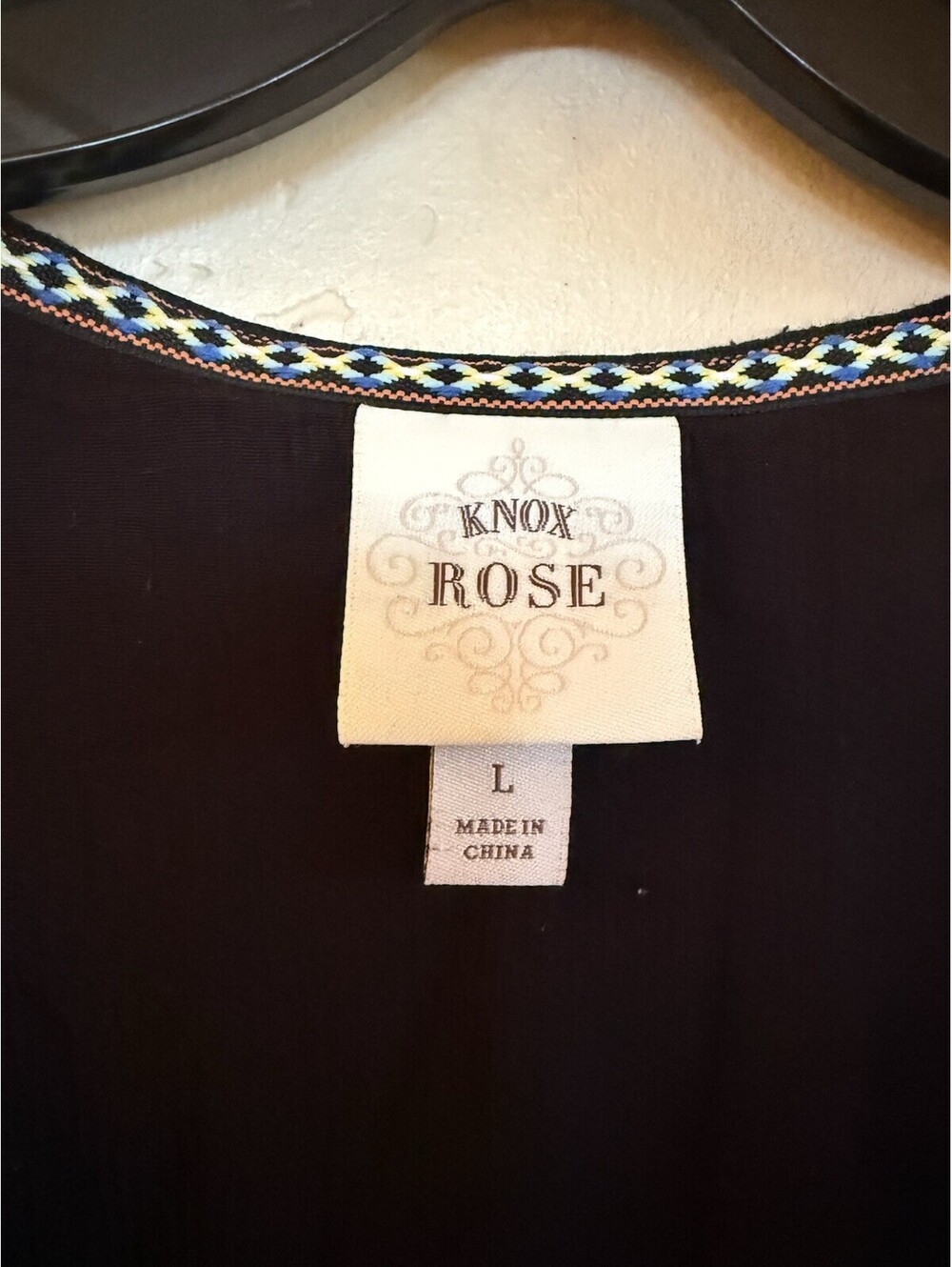 Knox Rose Bohemian Black Dress L - Picture 7 of 9